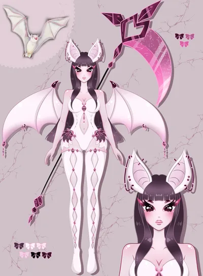 • Adoptable • White Bat Girl with Sythe