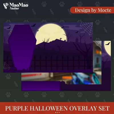 Purple Halloween | Overlay Set | VTuber Assets
