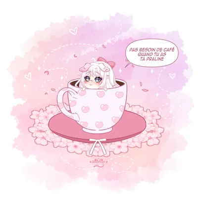 [SKEB] Chibi doodle YCH; coffee - tea! ♡