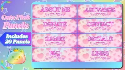 Cute Pink Twitch Panel+ 20 pack