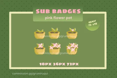 sub badges pink flower pot