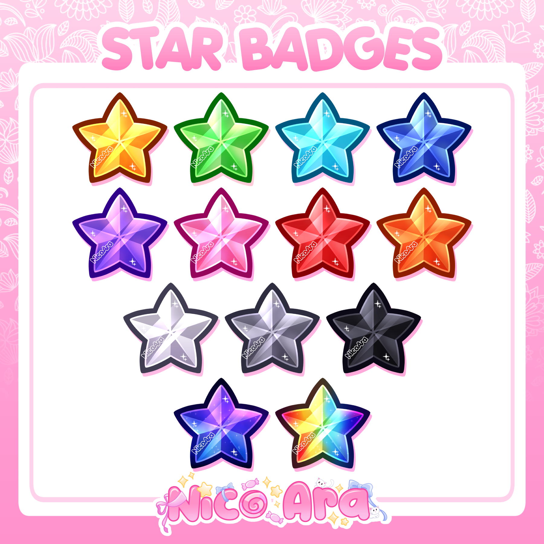 Cute Stars Twitch Sub Badges | Bits / Channel Points | Stream Badges for Youtube shop item