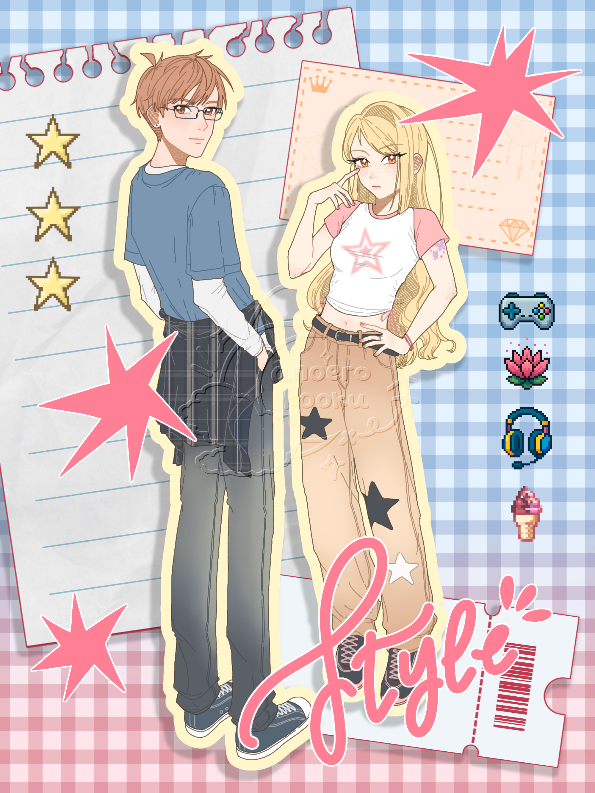 Full Body Couple - Colored Clean Sketch OC portfolio artwork