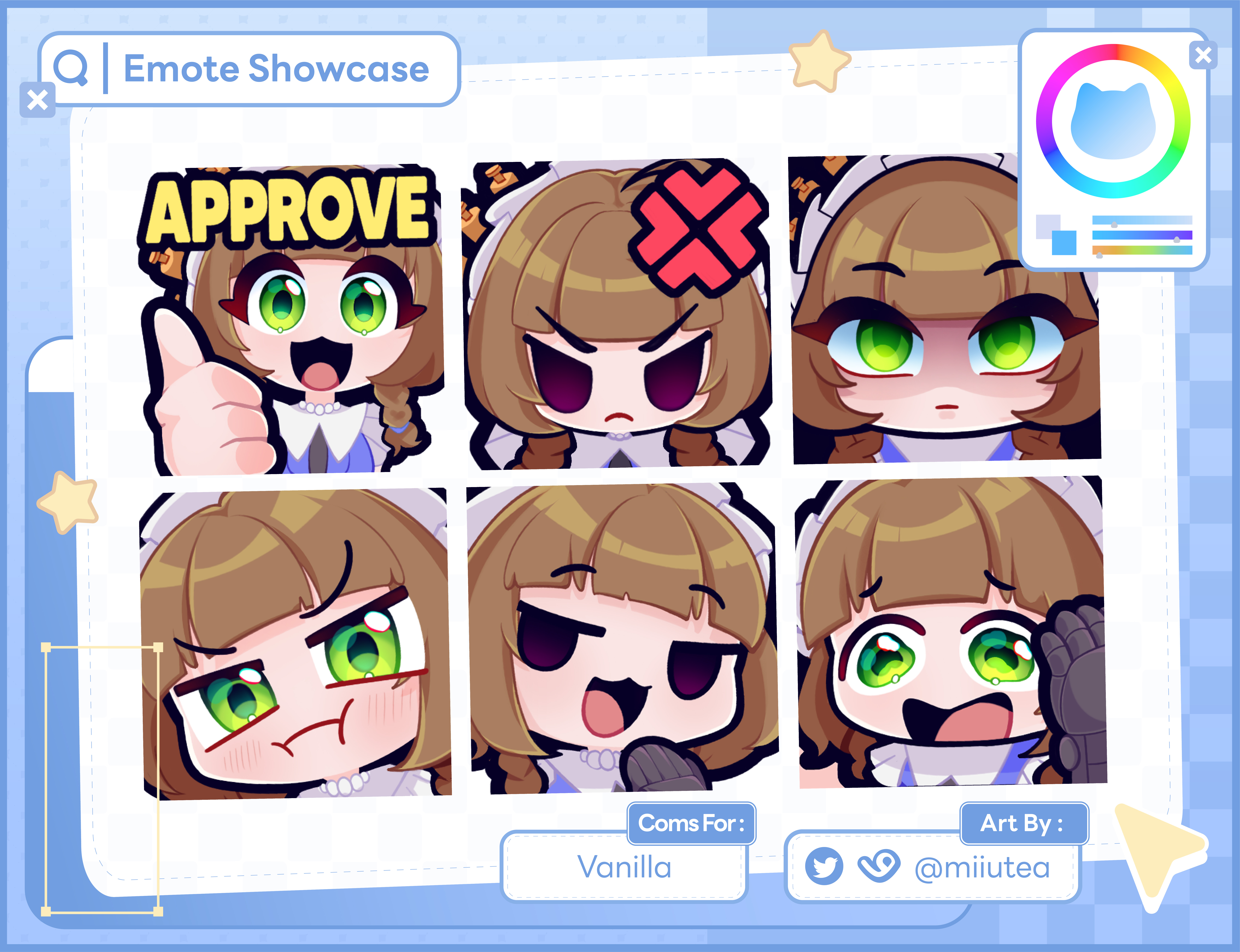 vanilla's Static Emote YCH portfolio artwork