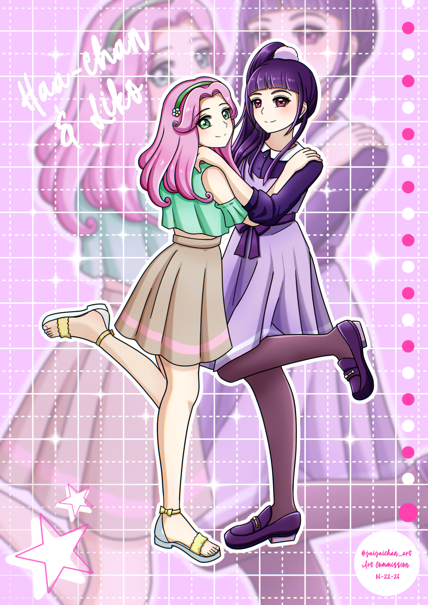 Haalover SKEB Art Commission - Kotoha and Liko from Mahoutsukai Precure portfolio artwork