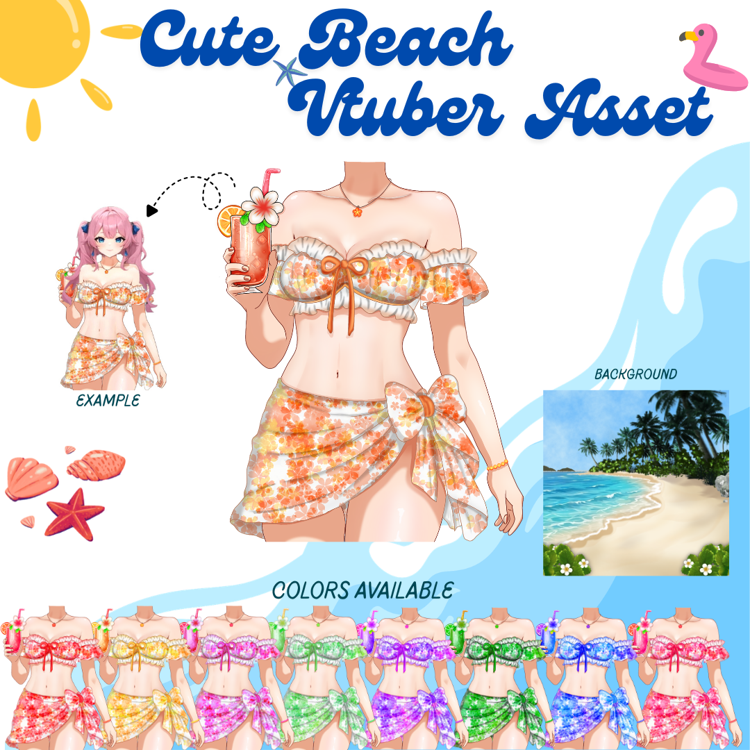 Cute Beach Outfit | Vtuber Asset shop item