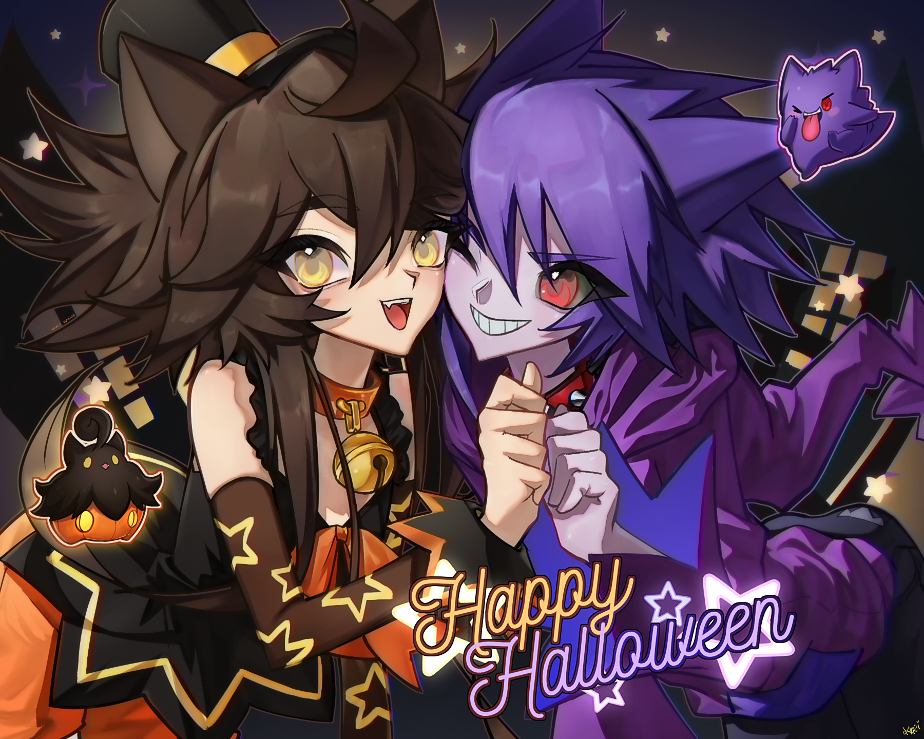 Pokemon Pumpkaboo & Gengar Gijinka portfolio artwork