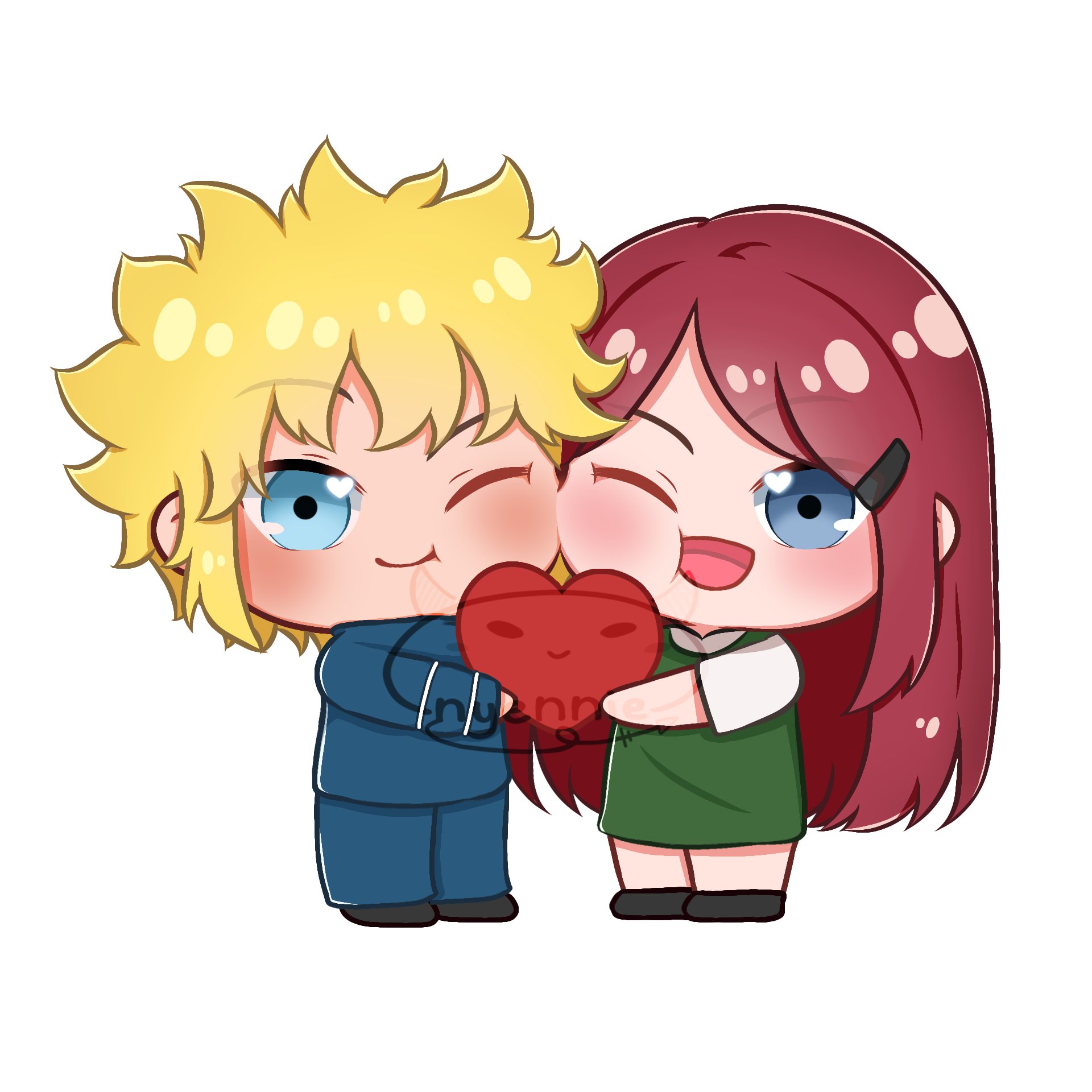 YCH Chibi Couple Hug portfolio artwork