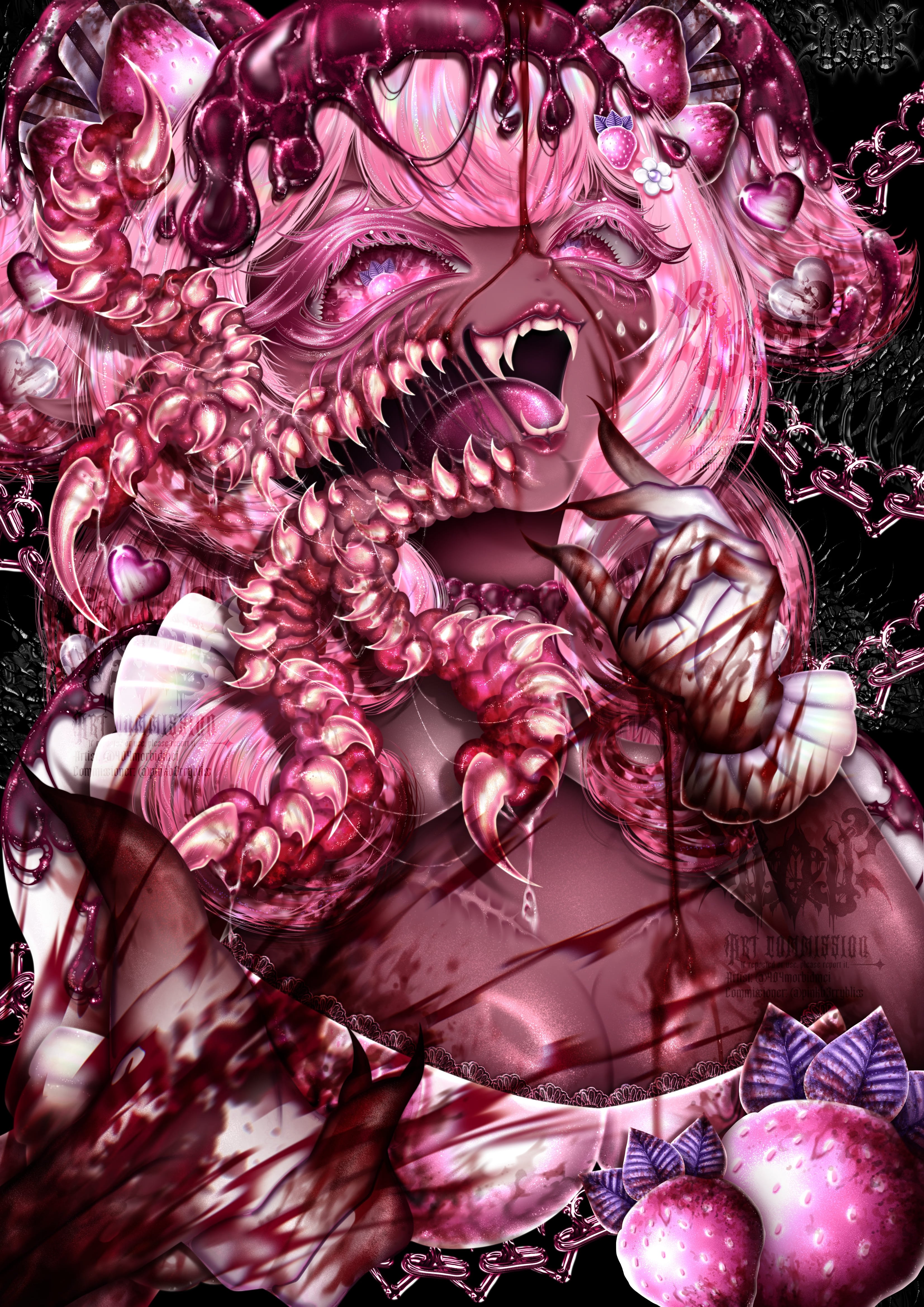⸸ Pinkb3rrybliss Bust-Up Art! ♱ Rendered Illustration portfolio artwork