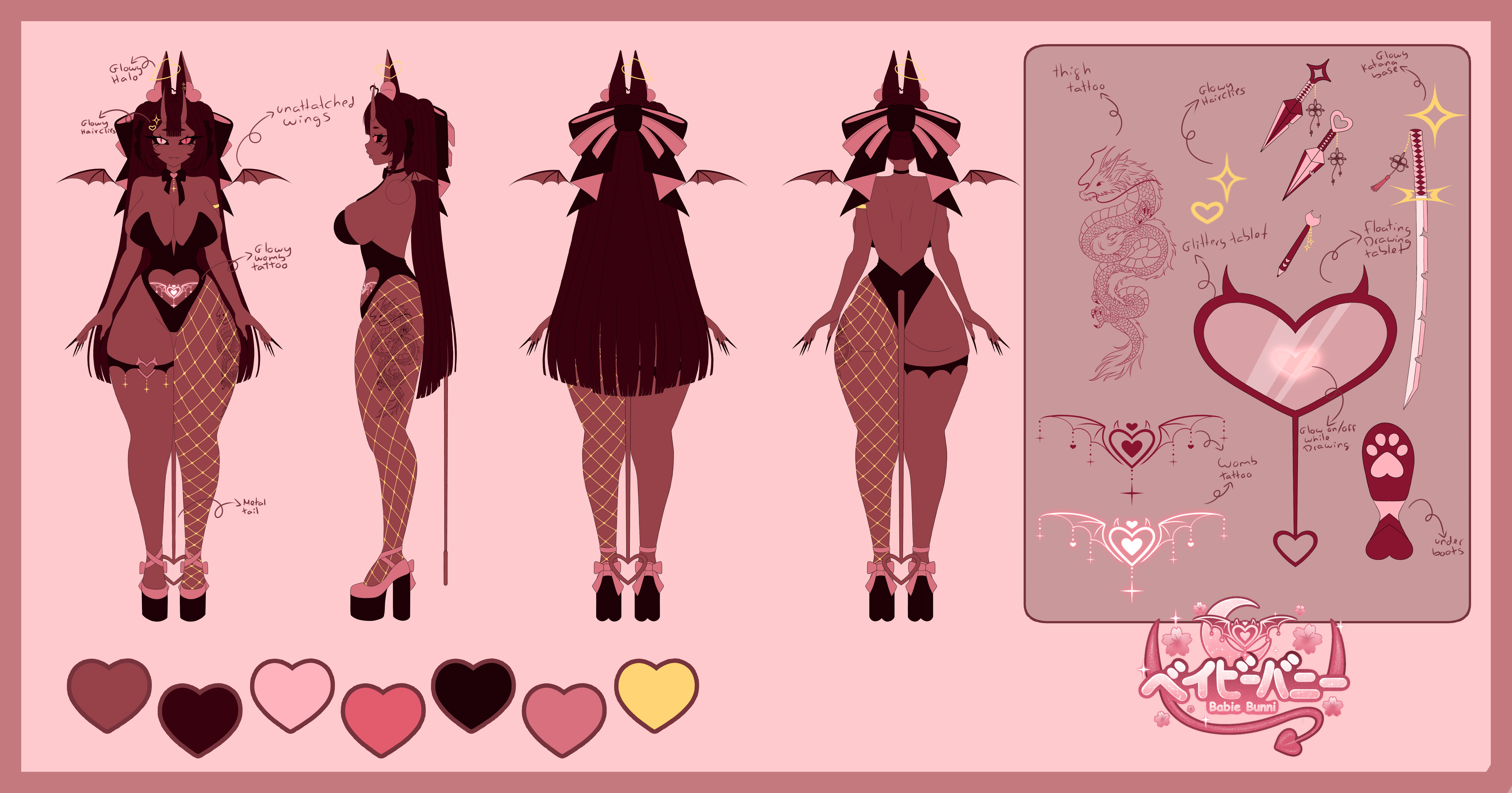 Bunni Ref Sheet Yokai Form portfolio artwork
