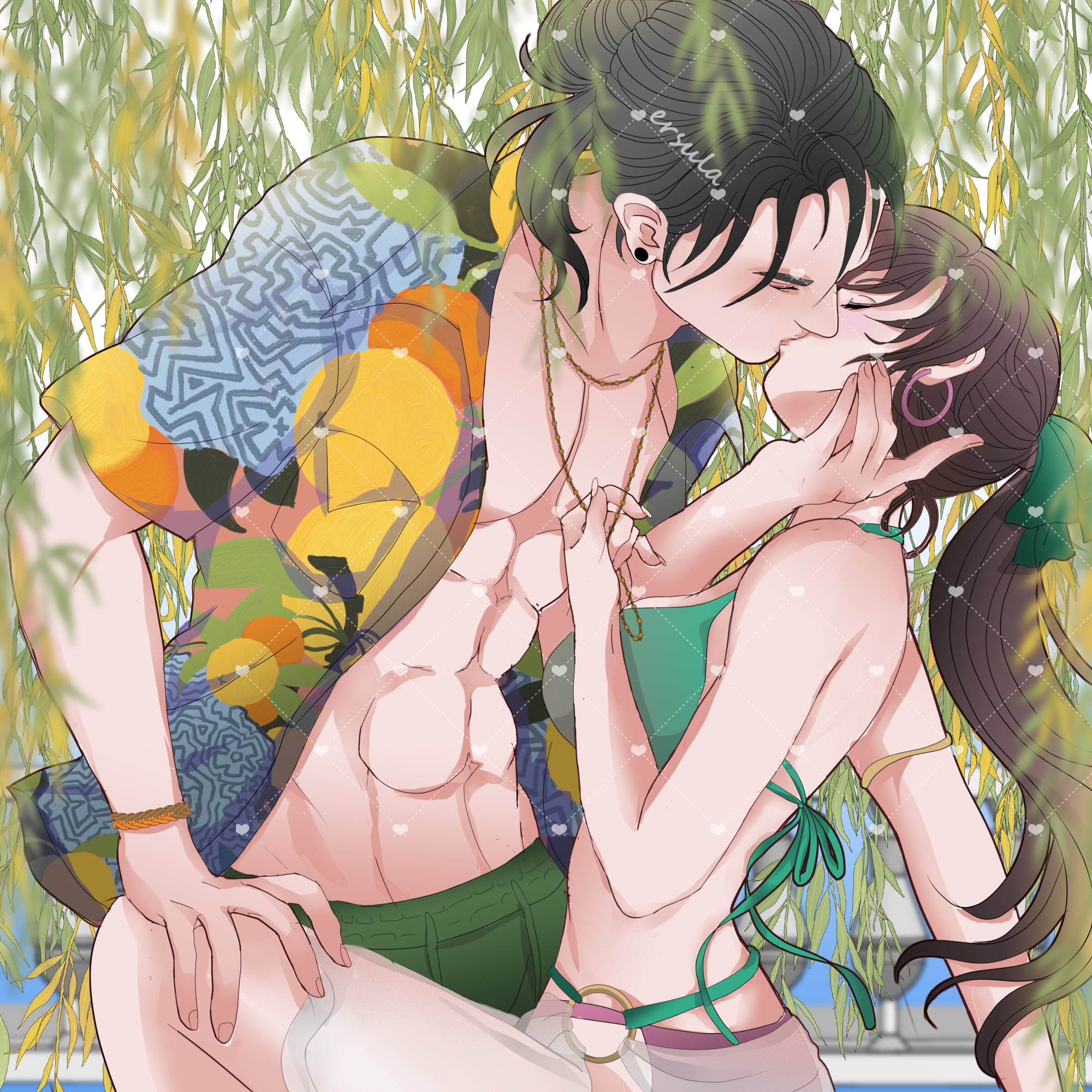 Suguru geto kiss YCH Summer portfolio artwork