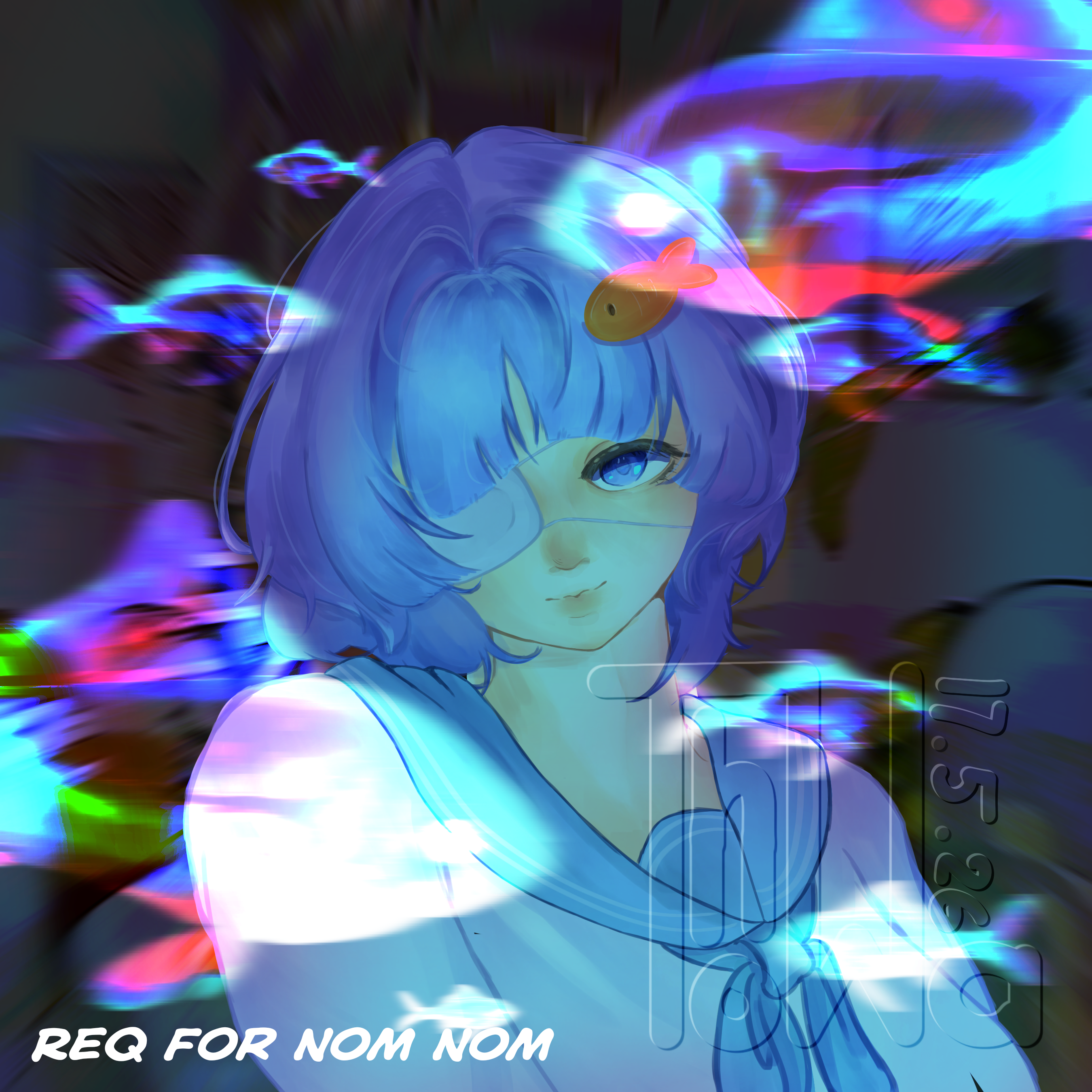 Bust-up art raffle for Nom Nom on FB portfolio artwork