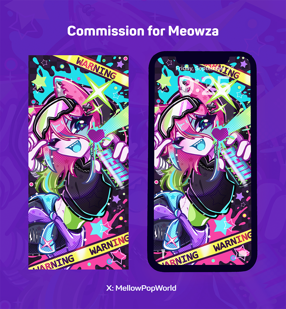 Phone Wallpaper For Meowza portfolio artwork