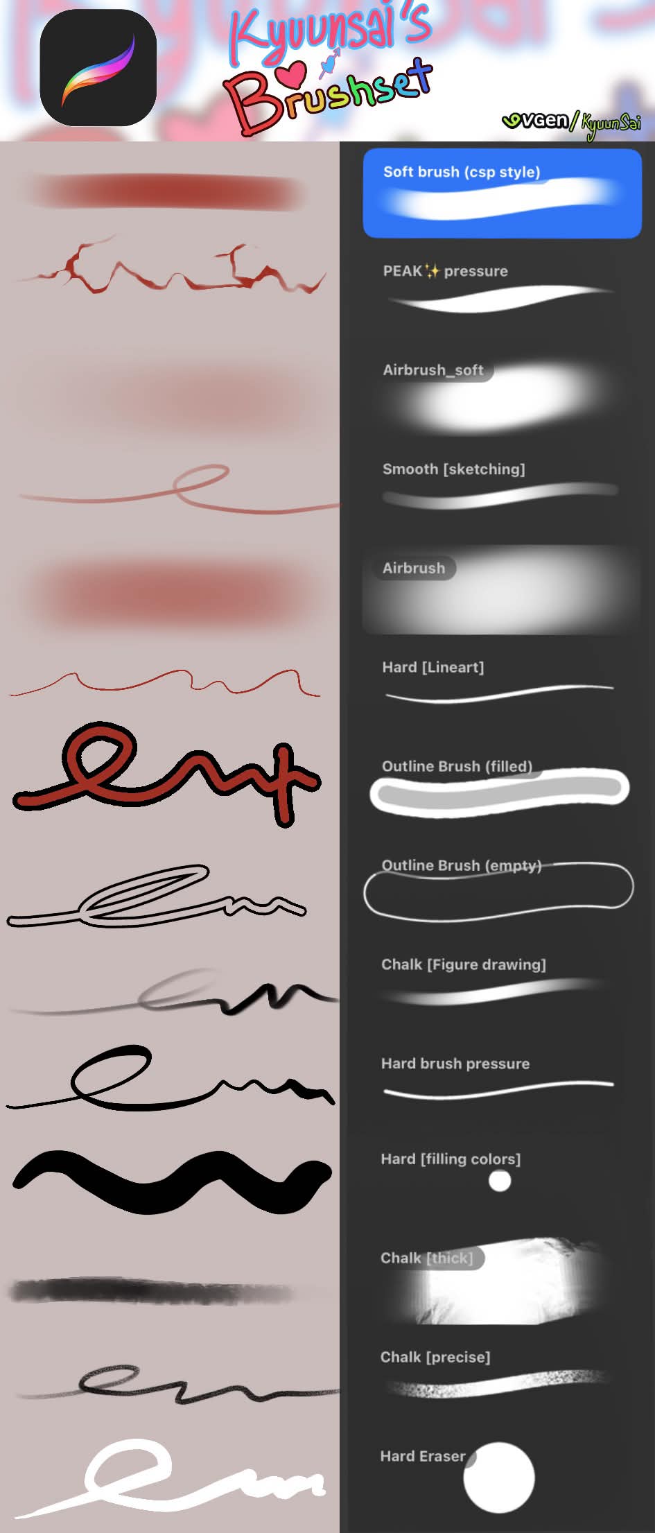 Kyuunsai's Procreate Brushset shop item