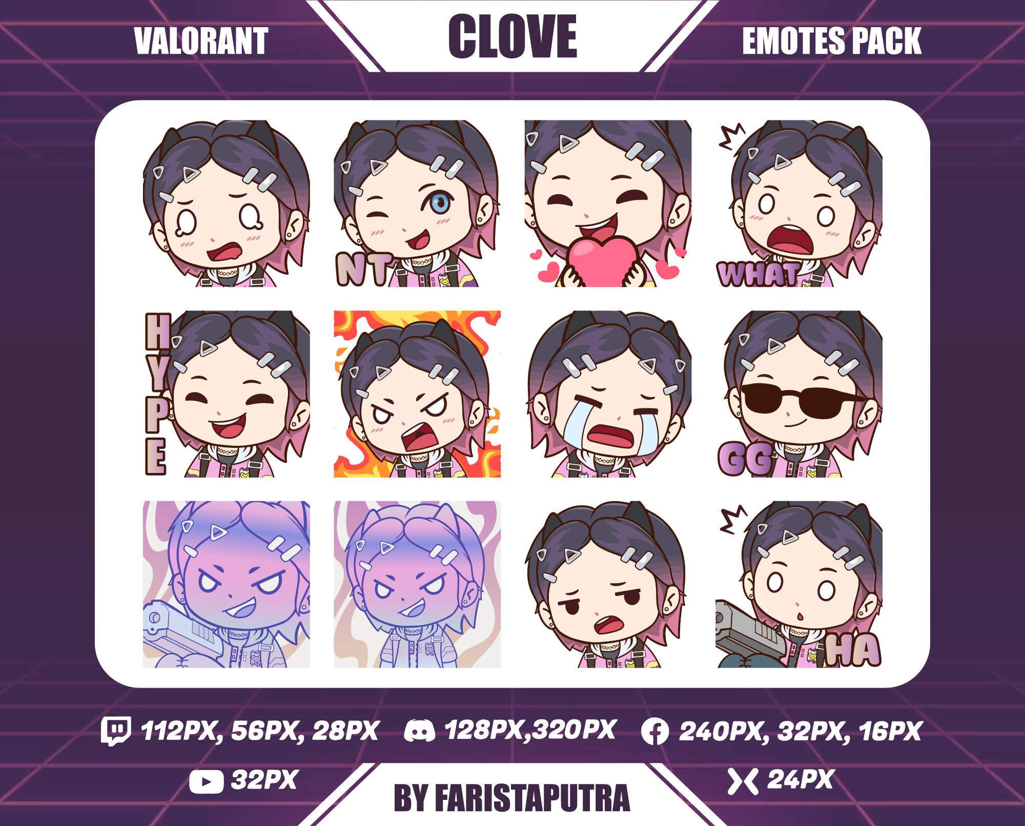 Clove Valorant Chibi Emote Pack portfolio artwork