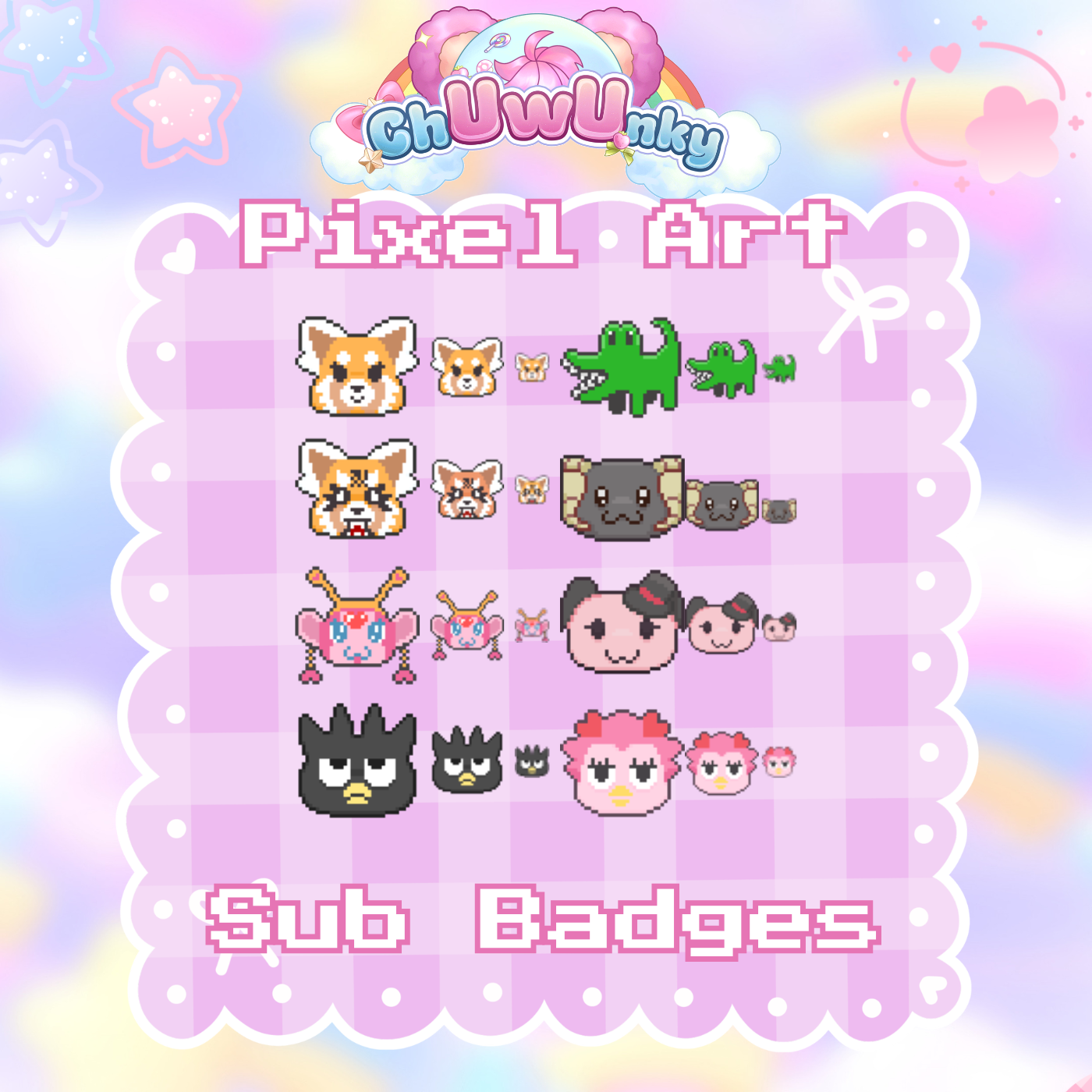 Pixel Art Sanrio Sub Badges portfolio artwork
