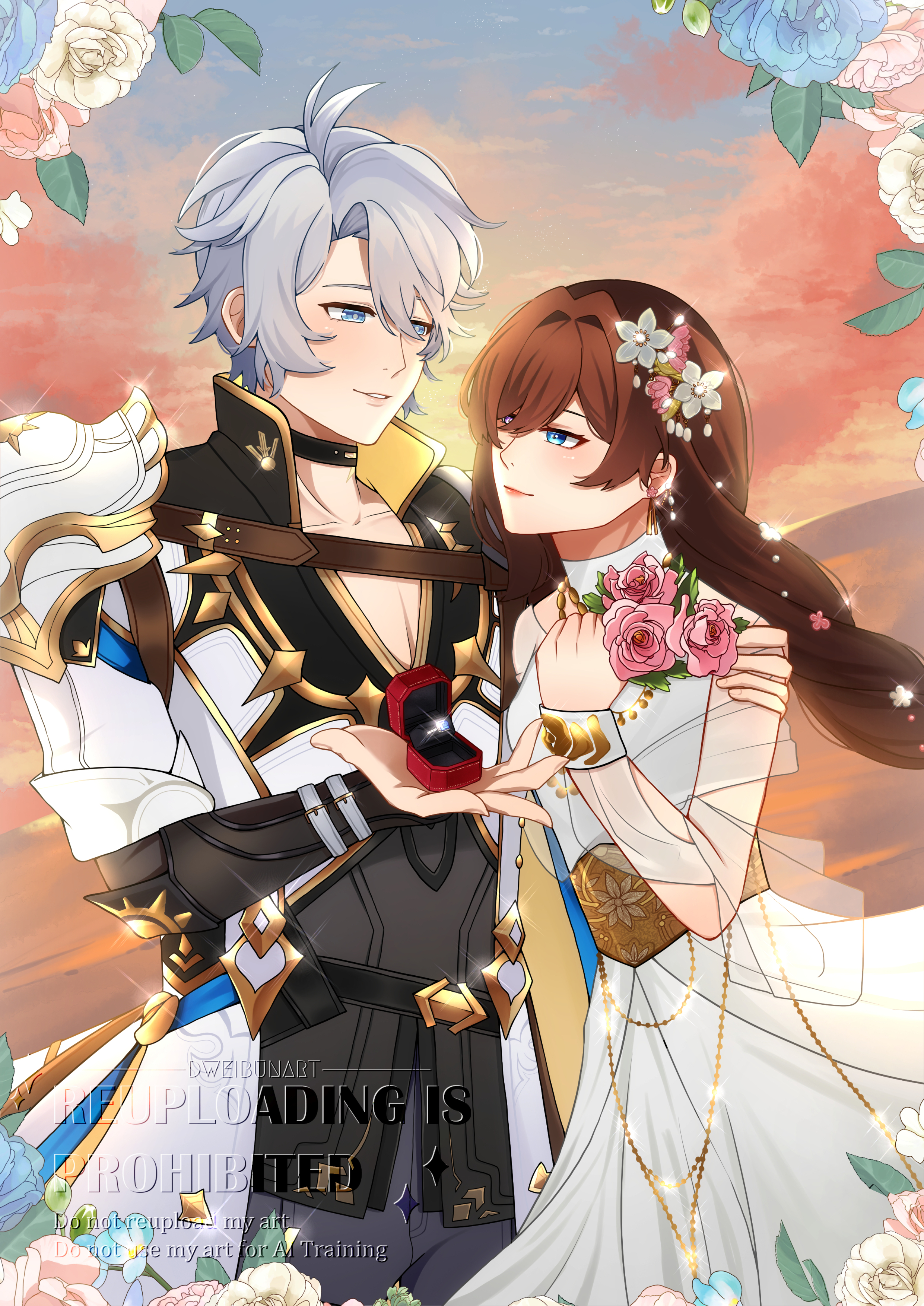 Wedding Yume llustration | OC x Phainon Commission portfolio artwork
