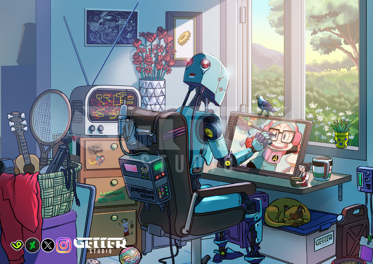 Papillon Store's Mascot Using Pen Tablet portfolio artwork