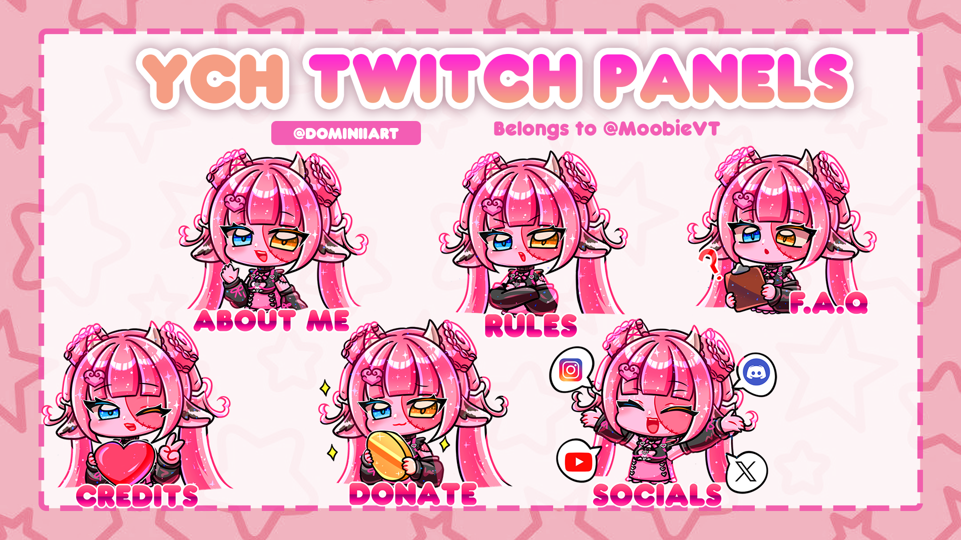 YCH Twitch 6 panels bundle