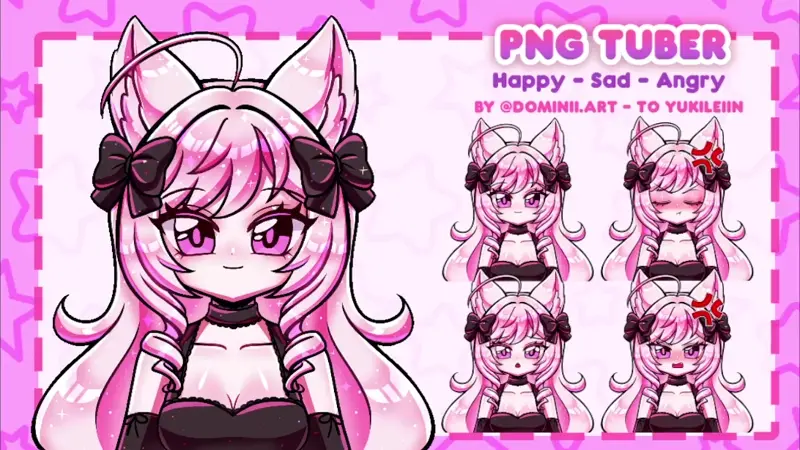 PNG tuber YCH - 3 expressions: happy, sad & angry
