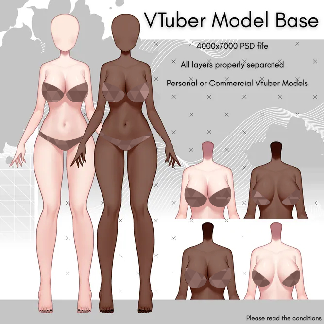 YCH VTuber Model Body Base PSD - Unrigged shop item