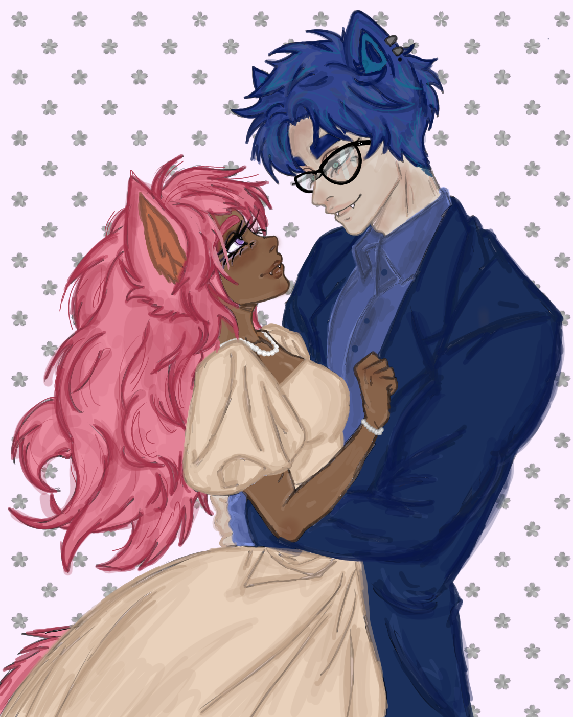 Half body couple drawing portfolio artwork