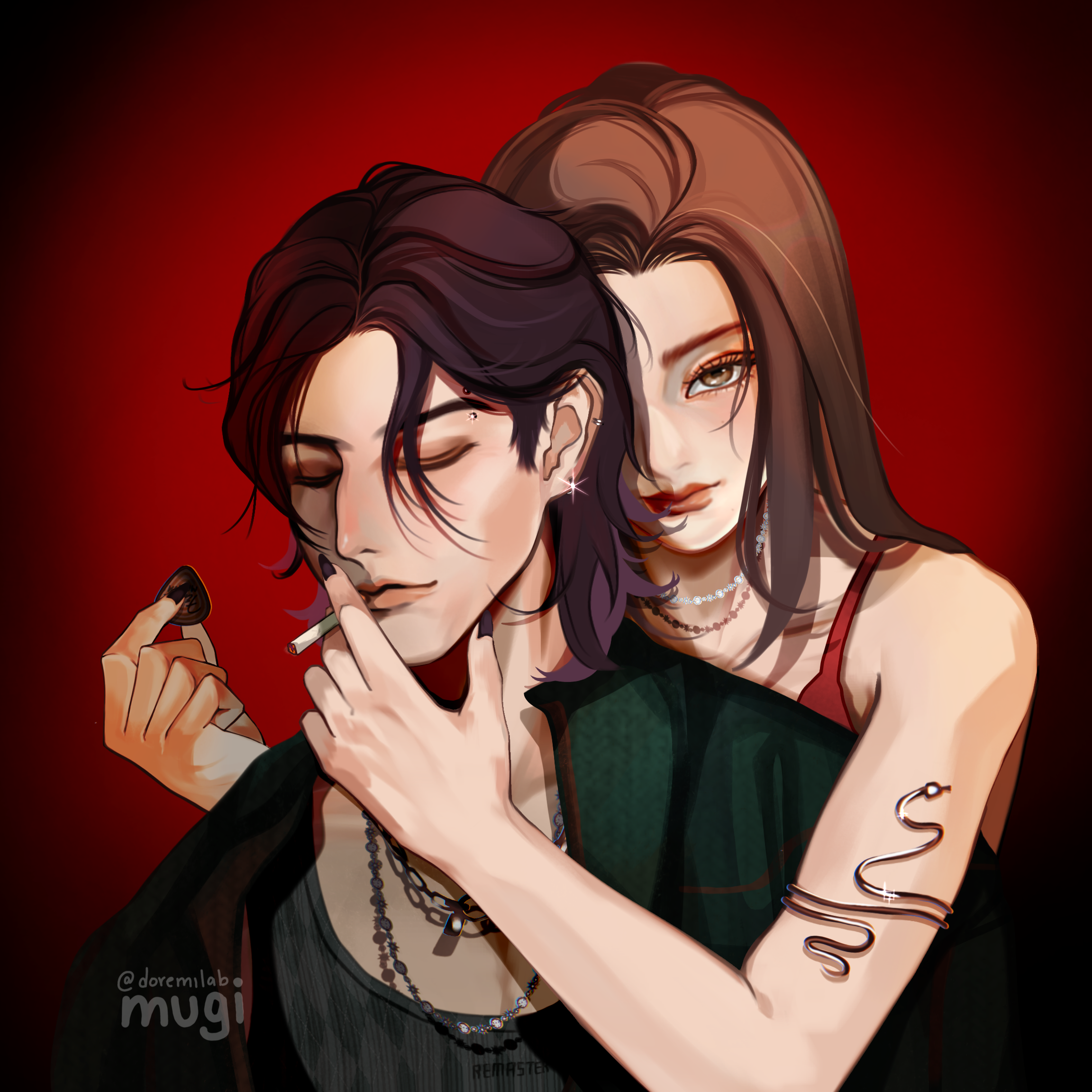 Duo bust up skeb portfolio artwork