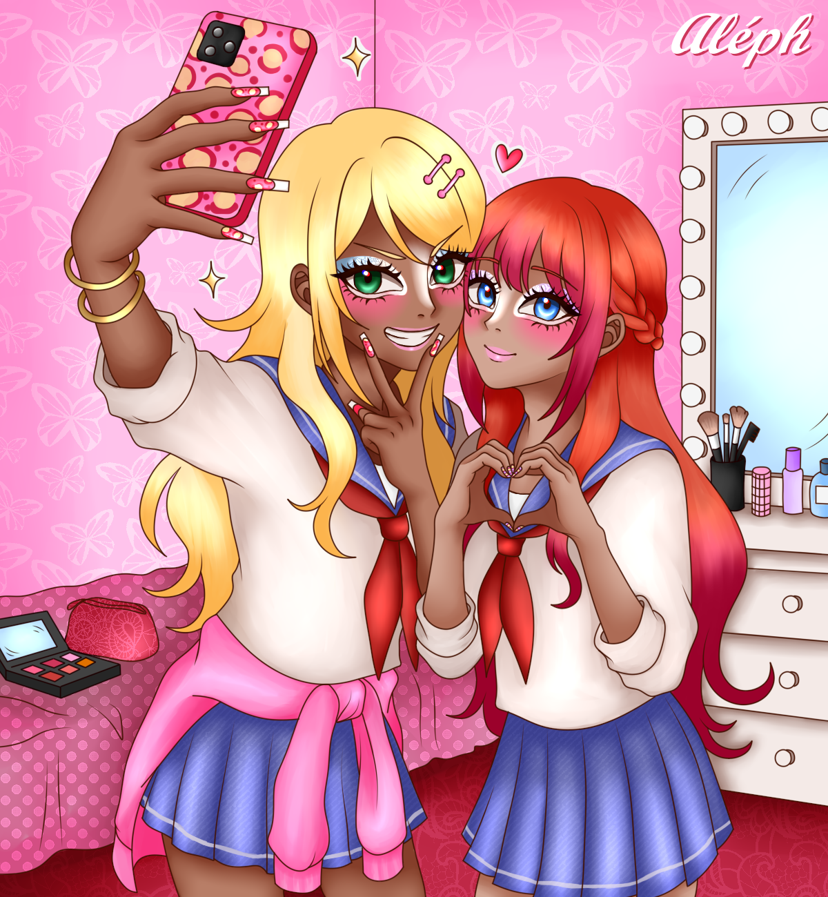 [COMMISSION] Girls night, selfie! portfolio artwork