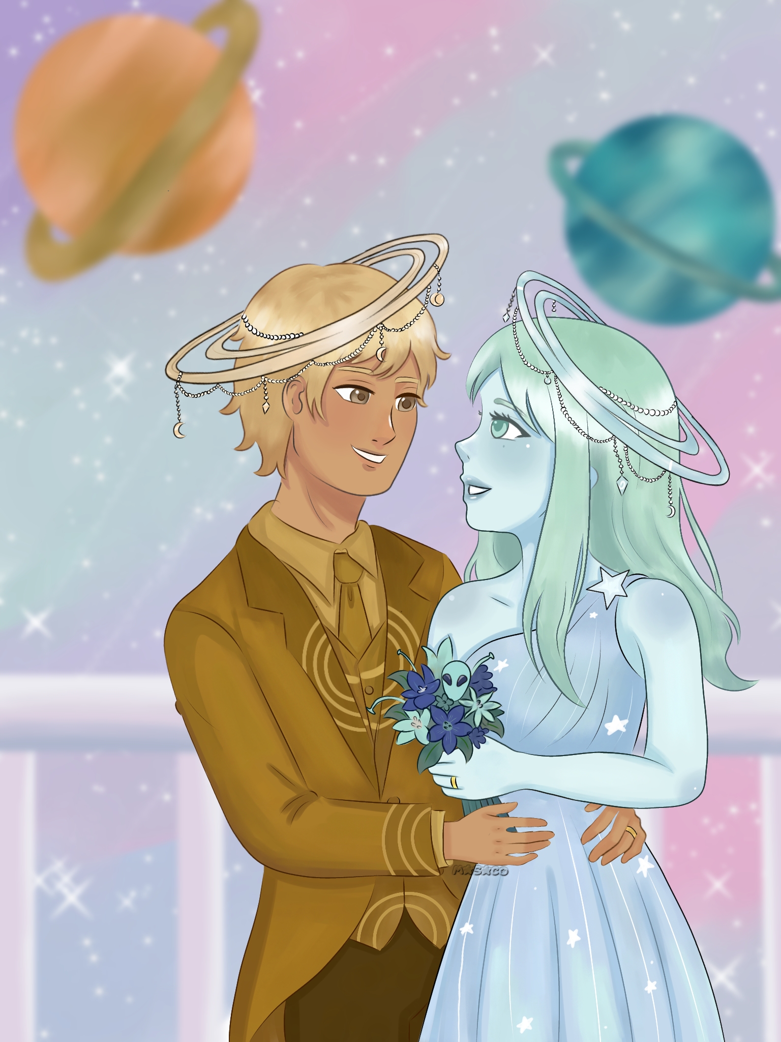 Saturn and Uranus are married 🪐💍✨️ portfolio artwork