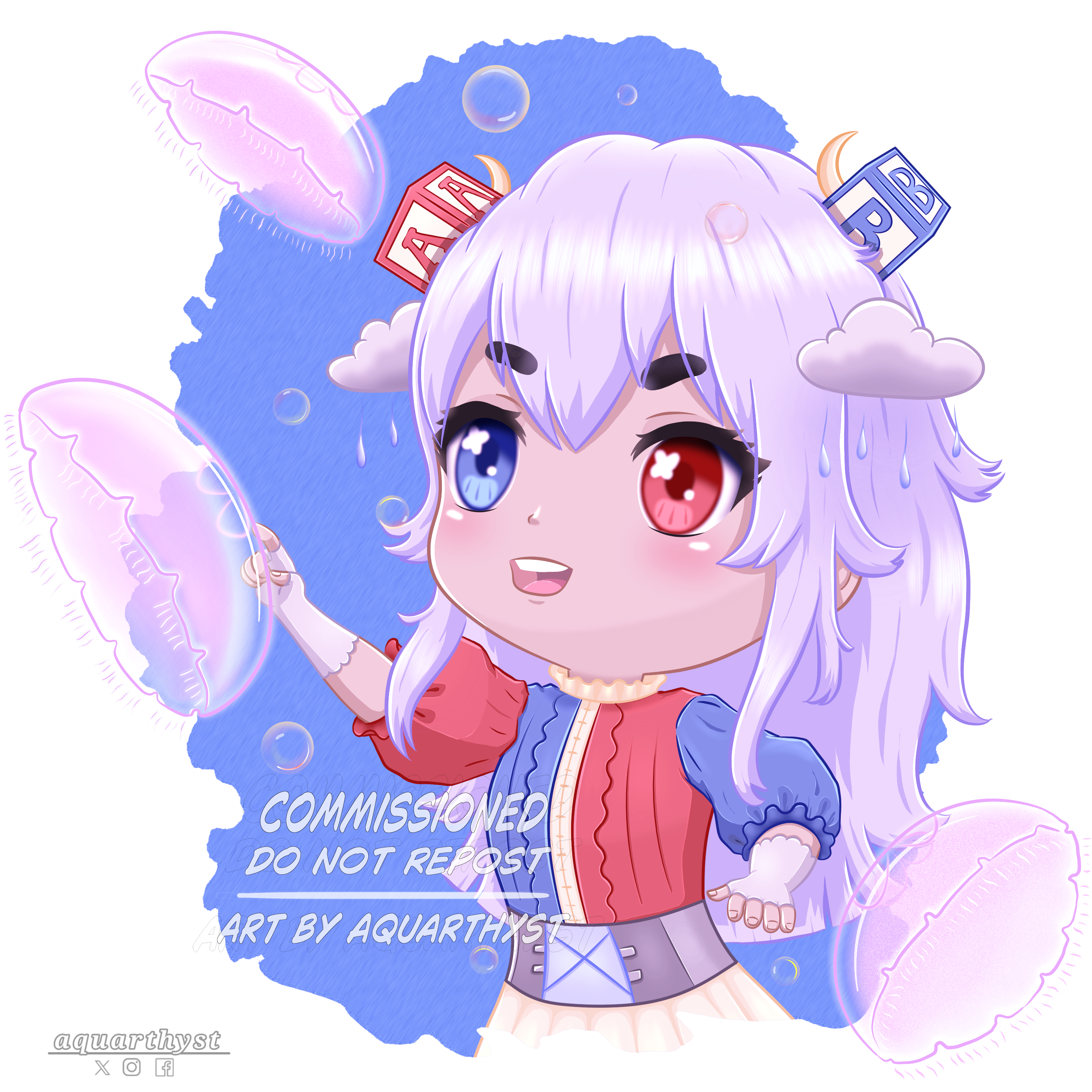 [Commission] Half-body Chibi Illustration portfolio artwork