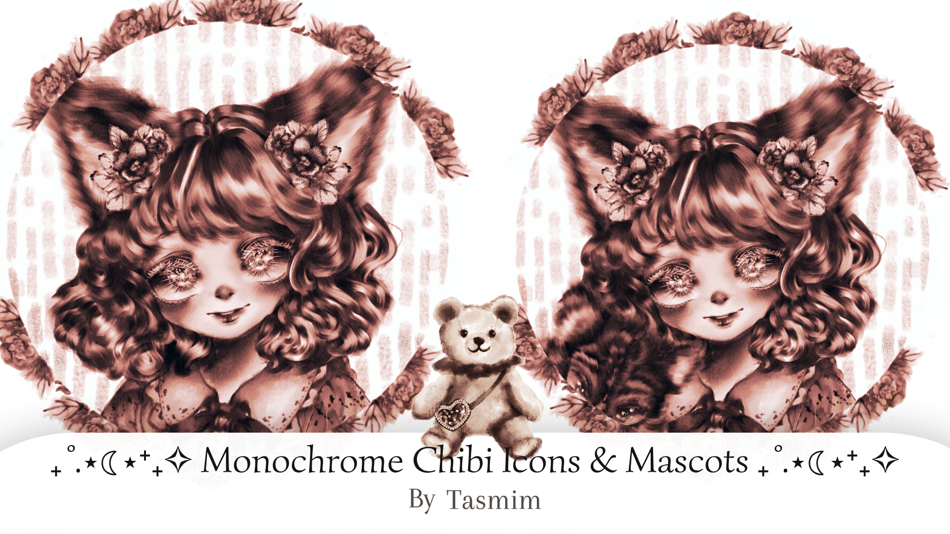 ₊˚.⋆☾⋆⁺₊✧ Monochrome Chibi Icons & Mascots