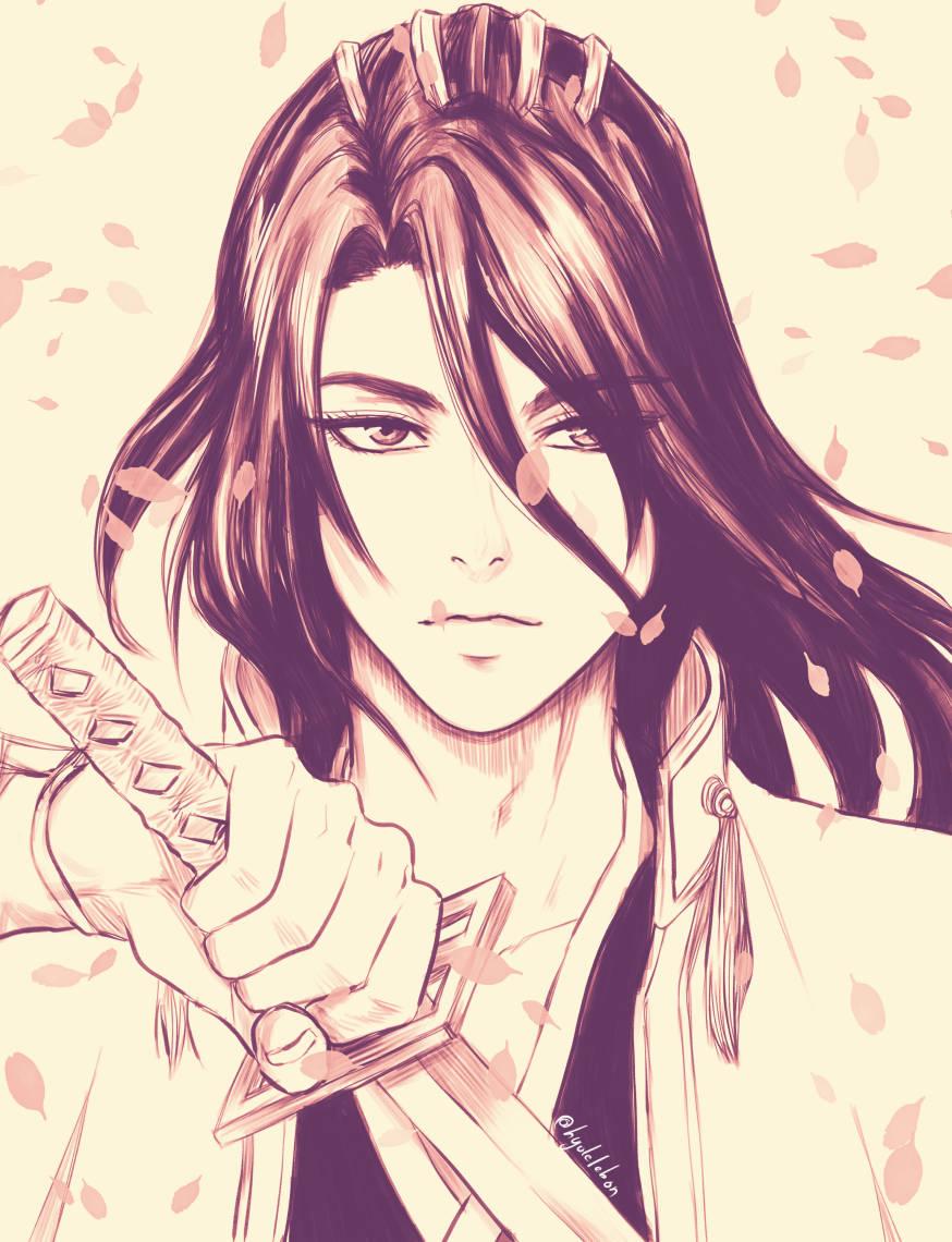 Byakuya Kuchiki - Bleach Lineart Portrait Fanart portfolio artwork