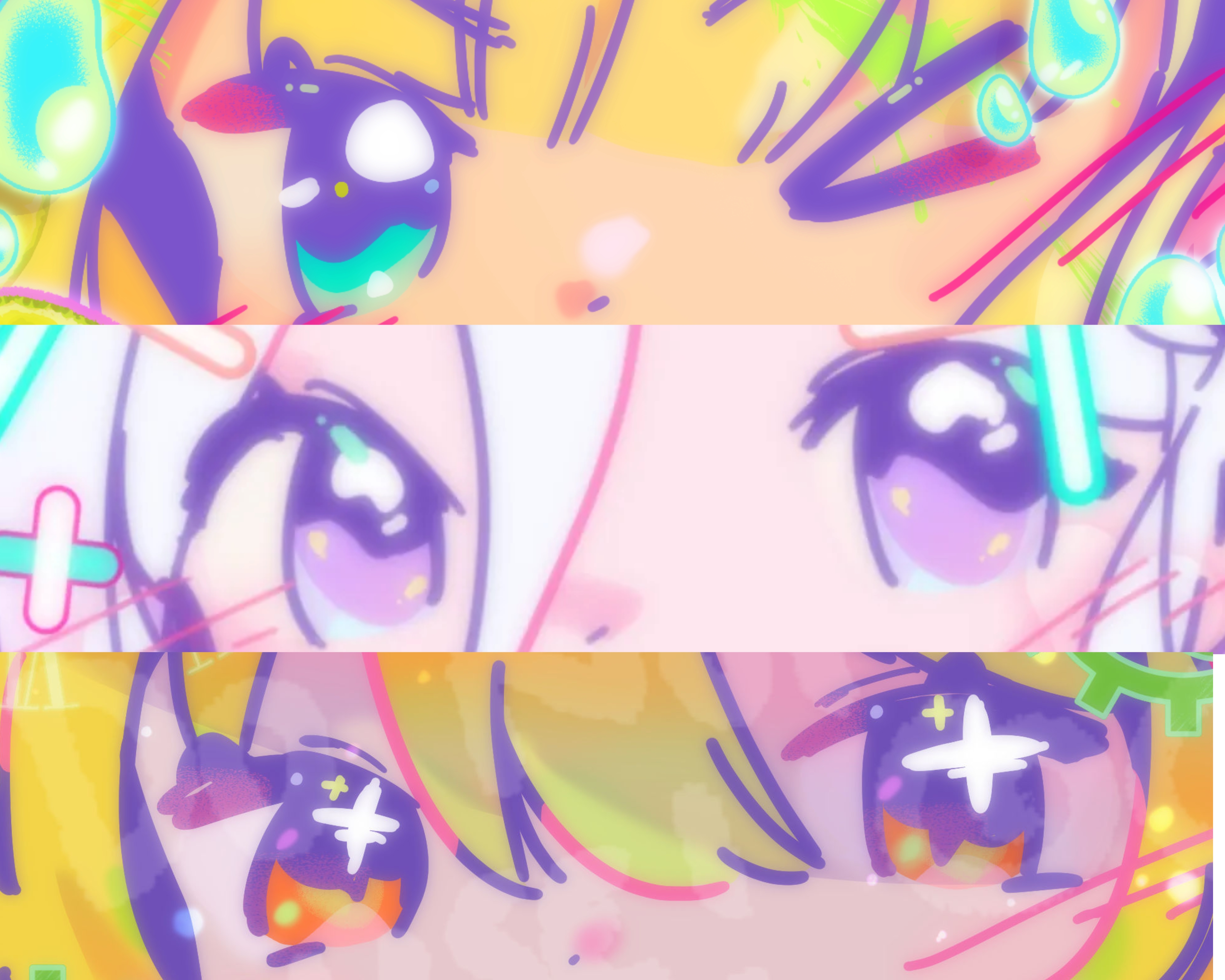 YCH Eye Banner shot 90's anime effect retro y2k pastel soft [Skeb/ Surprise me]