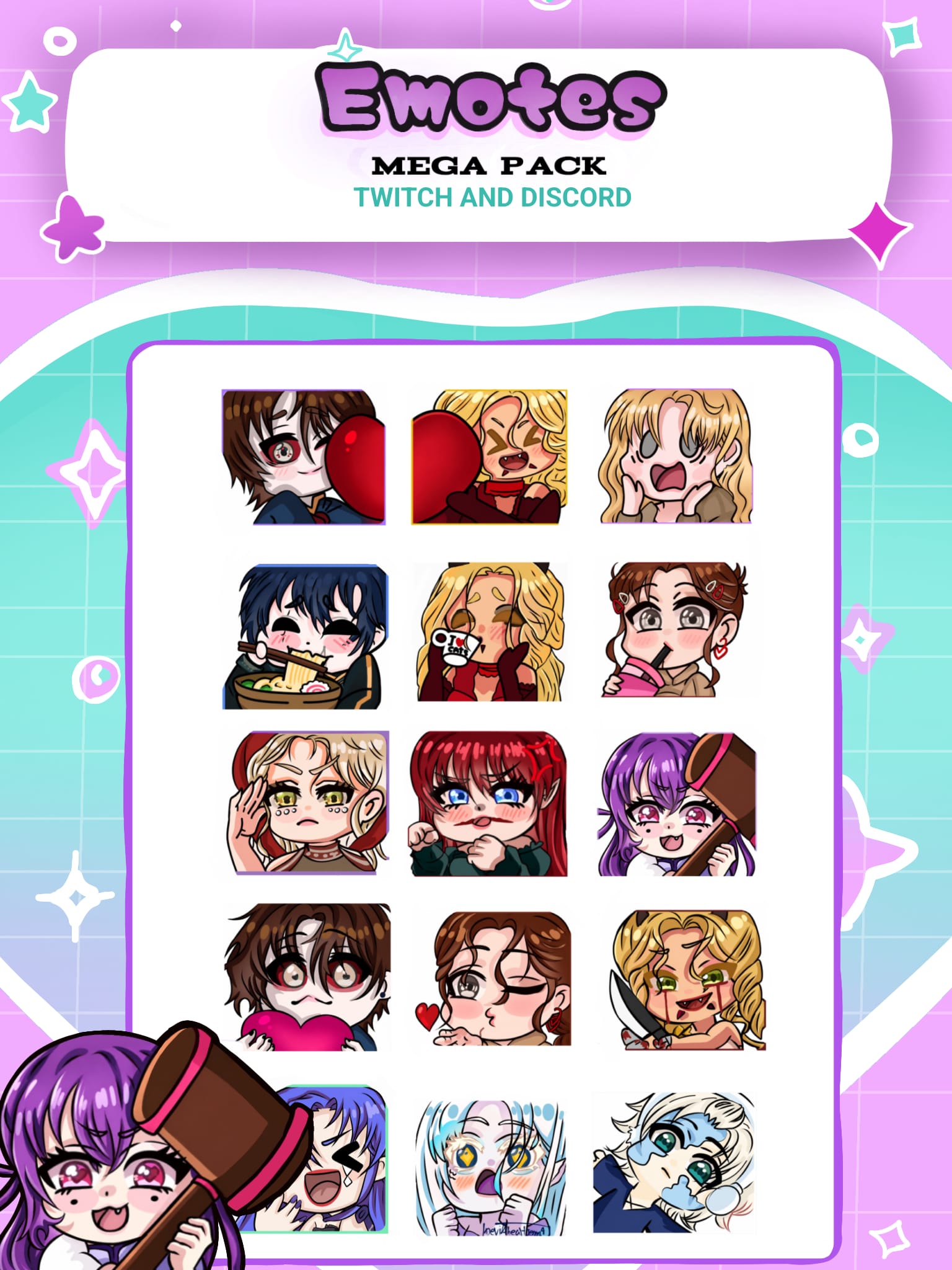 15 Emotes pack. portfolio artwork