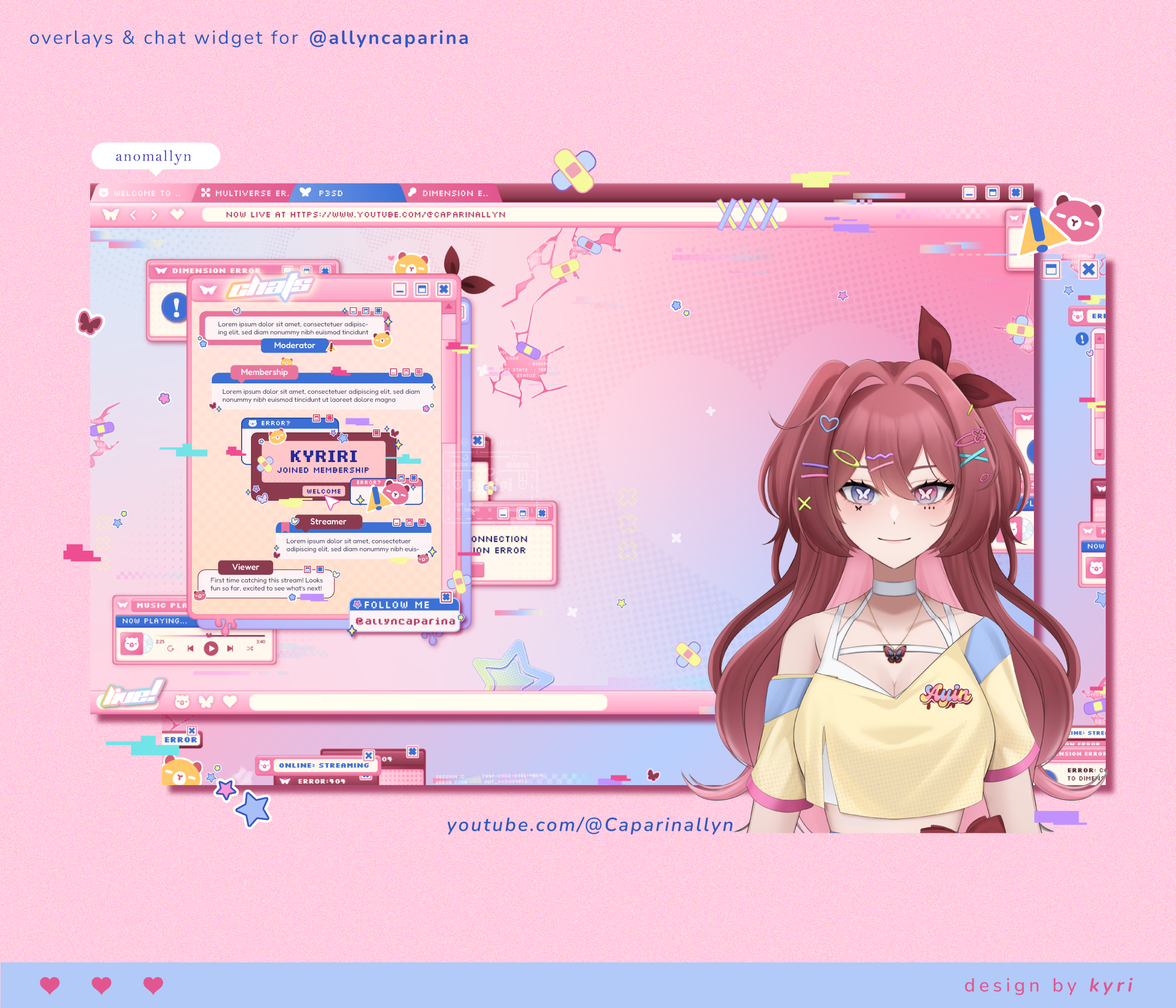 Stream Overlay Set, Twibbon, Chat Widget Design, Clock & Goal Design for Crystallyn Capparina portfolio artwork