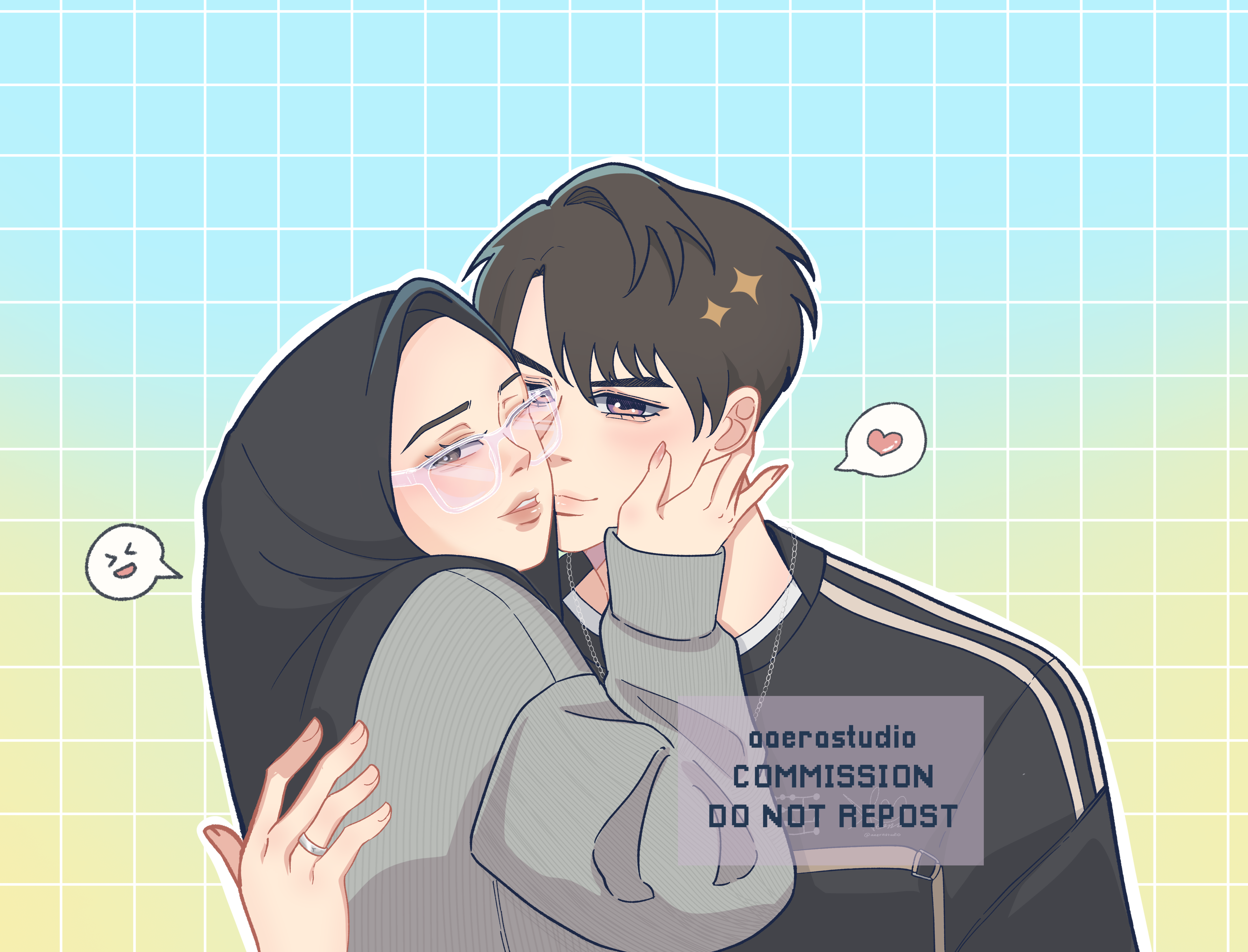 Couple Illustration/Yumeship Commission portfolio artwork