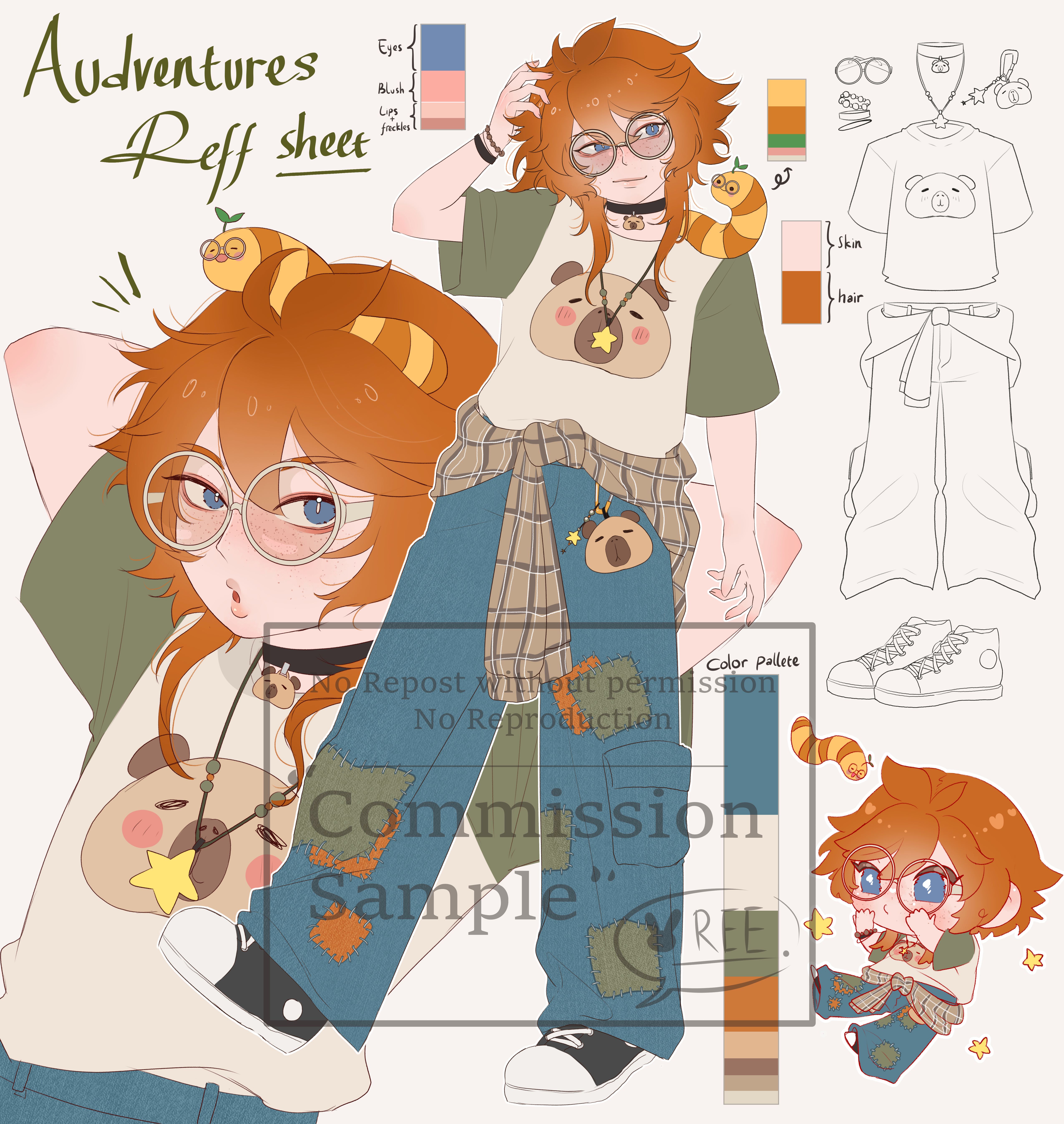 Refference sheet for @/Audventures portfolio artwork
