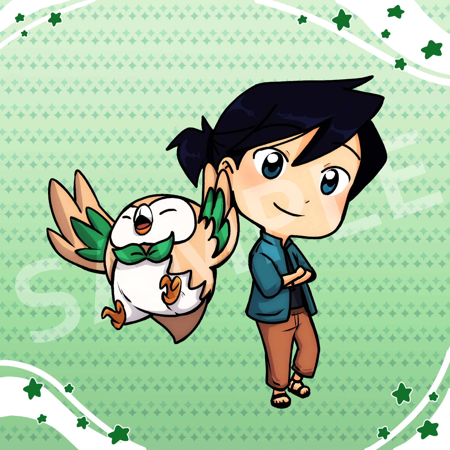 OC Kei & Rowlet portfolio artwork