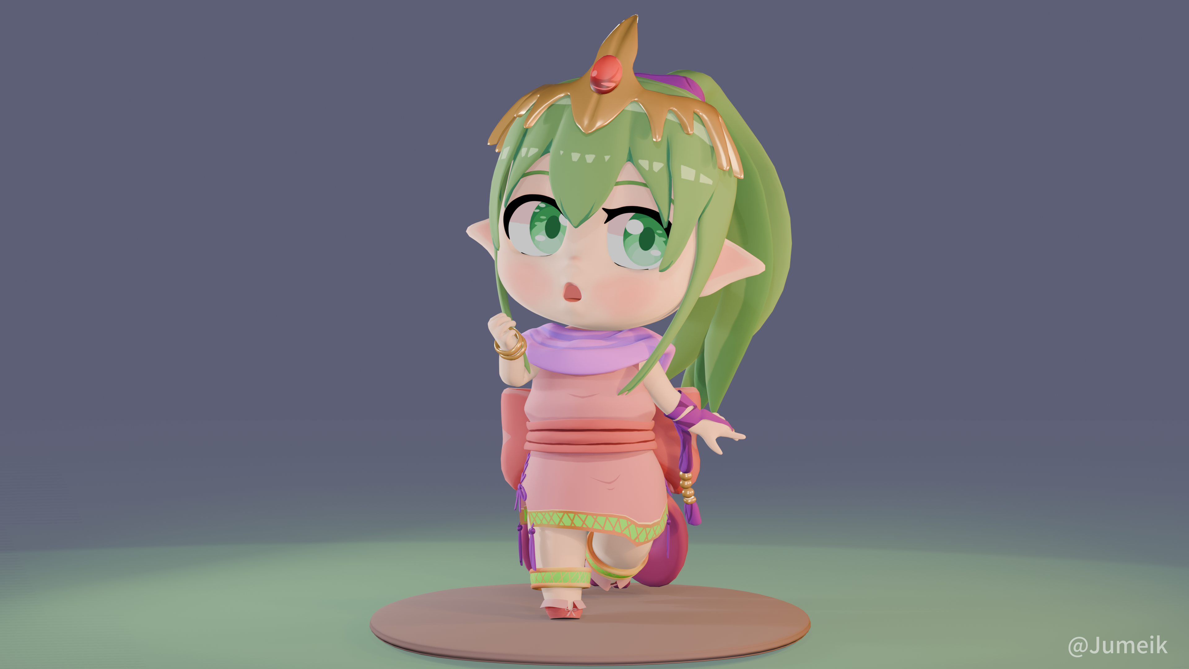 Tiki 3D Chibi Render - Turntable portfolio artwork