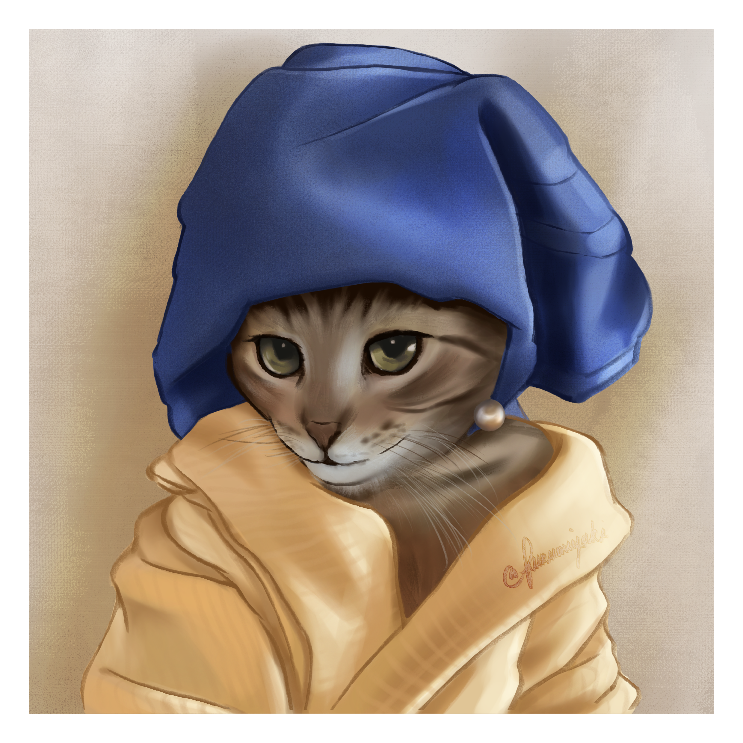Meow with the pearl earring portfolio artwork