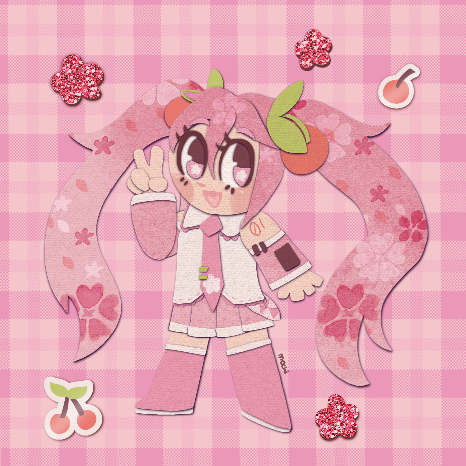 Paper Sakura Miku portfolio artwork