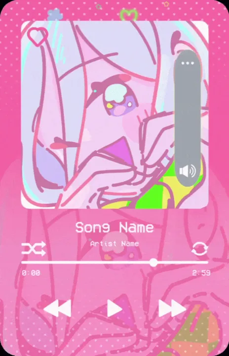 Music player MP3 y2k Shocked Volume Up YCH [animated / GIF] (skeb / surprise)