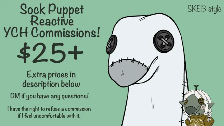 Sock Puppet Reactive YCH! SKEB