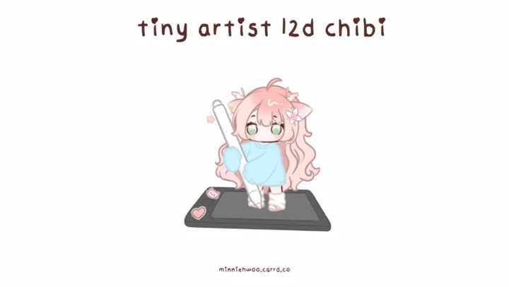 art & rig ♡ tiny artist v1 chibi vtuber model - face tracked or mouse tracked