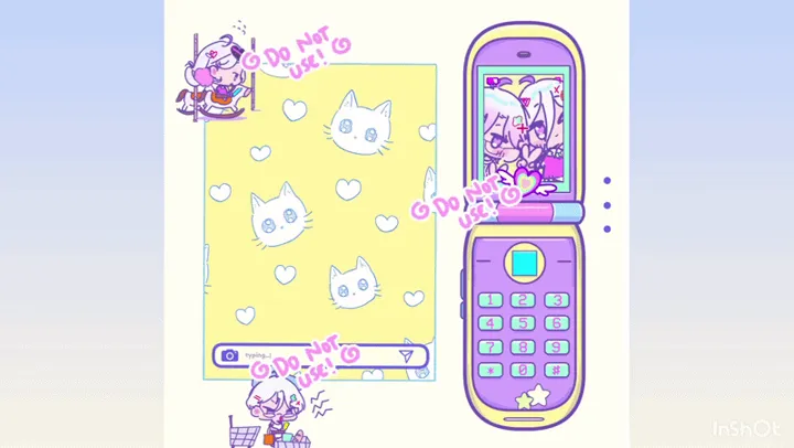 GIF YCH chibi couple bust up flip phone messager retro y2k [Skeb /Surprise me]