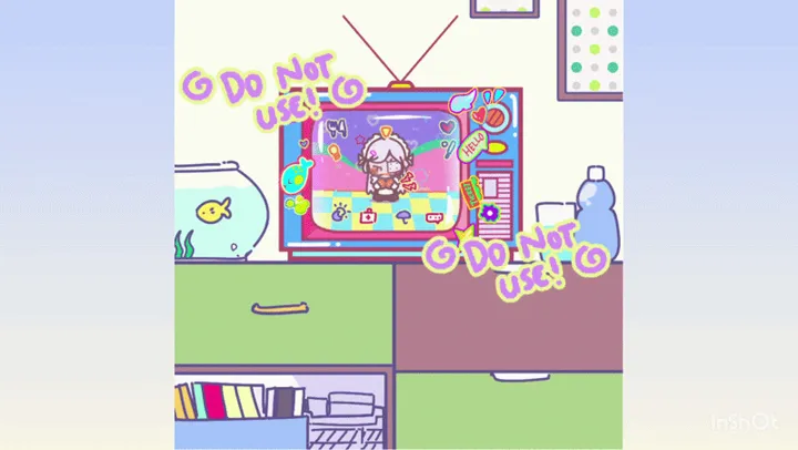 Old television TV comfy room minimalist y2k hungry chibi YCH [animated / GIF] (s