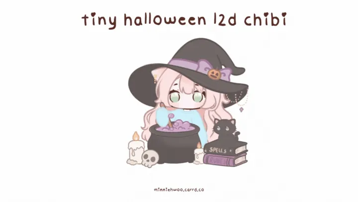 art &rig ♡ halloween l2d chibi  vtuber model - face tracked or mouse tracked